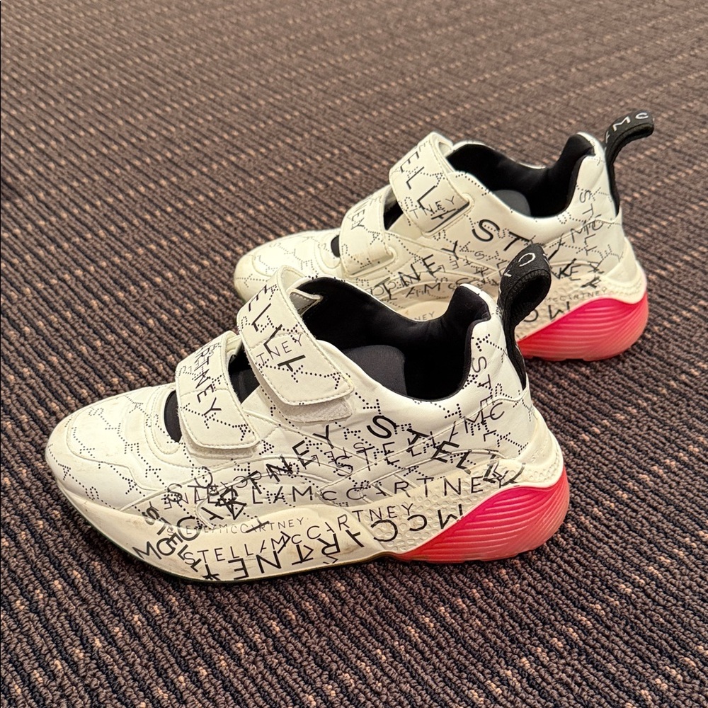 Stella McCartney White and Pink Logo Sneakers
